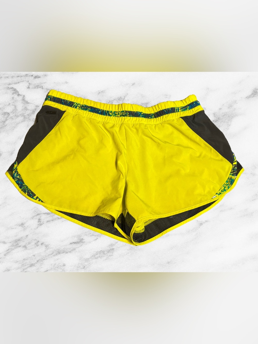 Lole Bright Yellow Athletic Running Shorts with Contrast Trim